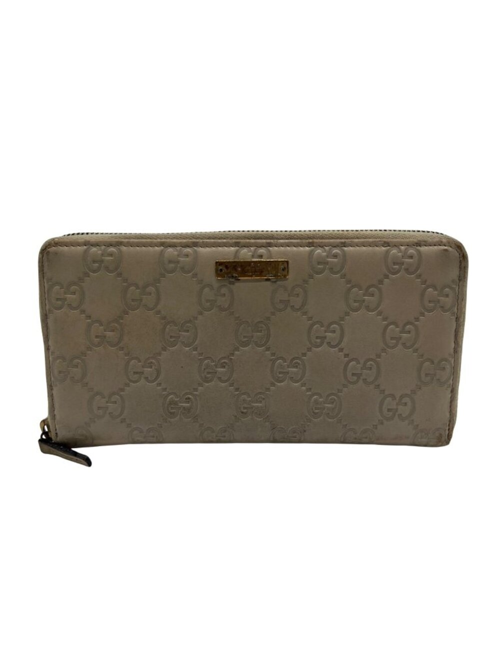 Gucci Beige Guccissima Leather Zip-Around Wallet